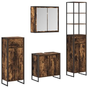 vidaXL Ensemble de mobilier de salle de bain 4 pièces Chêne fumé