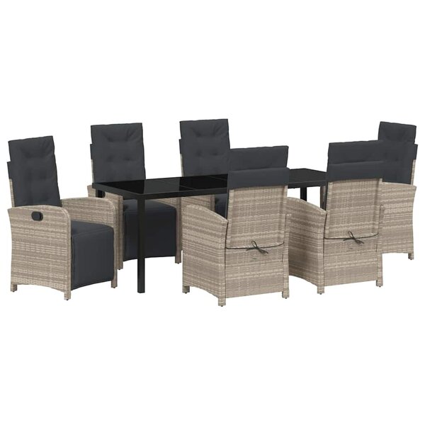 vidaXL Ensemble de salle à manger pour jardin 7 Pièces Gris clair