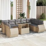 vidaXL Salon de jardin avec coussins 10 Pièces beige résine tressée