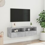vidaXL Meuble TV mural gris béton 100x30x30 cm bois d'ingénierie