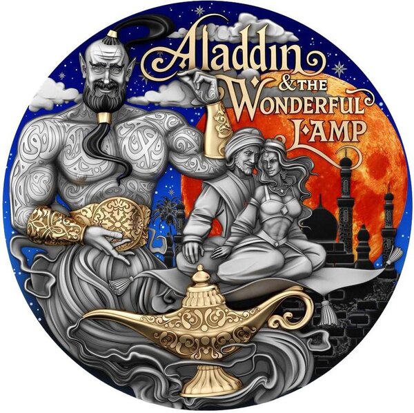 Pièce de monnaie en Argent 5 Dollars g 62.2 (2 oz) Millésime 2025 Fabulous Stories ALADDIN AND THE WONDERFUL LAMP (PRÉCOMMANDE)