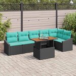 vidaXL Ensemble de salle à manger pour jardin 7 Pièces Noir et Sarcelle
