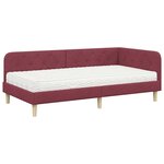 vidaXL Cadre de lit d'angle avec matelas Bordeaux 100 x 200 cm tissu
