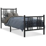 vidaXL Cadre de lit métal sans matelas avec pied de lit noir 80x200 cm