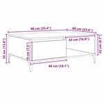 vidaXL Table basse Chêne noir 90 x 60 x 35 cm Bois d'ingénierie