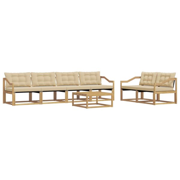 vidaXL Ensemble de canapés d'extérieur 7 Pièces Blanc et Beige