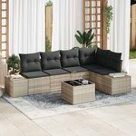 vidaXL Ensemble de canapé de jardin 6 Pièces Gris clair Poly rotin