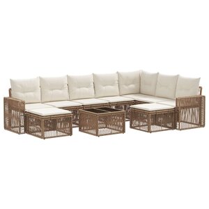 vidaXL Ensemble de canapé de jardin 10 Pièces Beige et blanc crème