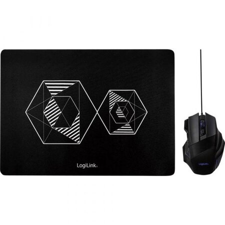 Souris filaire Gamer LogiLink + Tapis de souris (Noir)