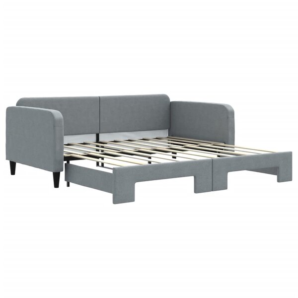 vidaXL Lit de jour avec lit gigogne gris clair 100x190 cm tissu