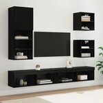 vidaXL Unités murales TV avec LED 5 Pièces Chêne noir Bois d'ingénierie
