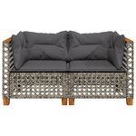 vidaXL Canapés d'angle de jardin et coussins 2 Pièces gris résine tressée
