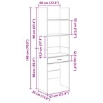 vidaXL Bibliothèque Gris brillant 60x35x180 cm Aggloméré