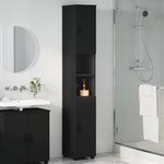 vidaXL Meuble de salle de bain haut avec porte Noir 30 x 35 x 192 cm
