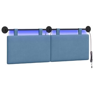 vidaXL Tête de lit suspendue Bleu Tissu en velours côtelé