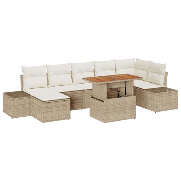 vidaXL Ensemble de canapé de jardin avec coussin 8 Pièces Beige  Crème