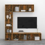 vidaXL Ensemble bibliothèque/meuble TV 3 Pièces Chêne fumé 180x30x180 cm