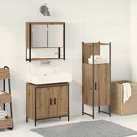 vidaXL Ensemble de mobilier de salle de bain avec porte 3 Pièces Marron