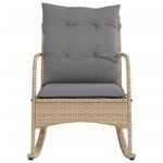 vidaXL Chaise à bascule de jardin avec coussins beige résine tressée