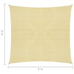 vidaXL Voile d'ombrage 160 g/m² Beige 6x6 m PEHD