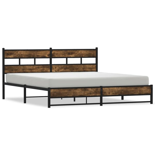 vidaXL Cadre de lit en métal sans matelas chêne fumé 193x203 cm