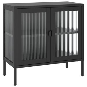 vidaXL Buffet noir 70x35x70 cm verre et acier