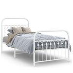 vidaXL Cadre de lit métal avec tête de lit/pied de lit blanc 90x200 cm