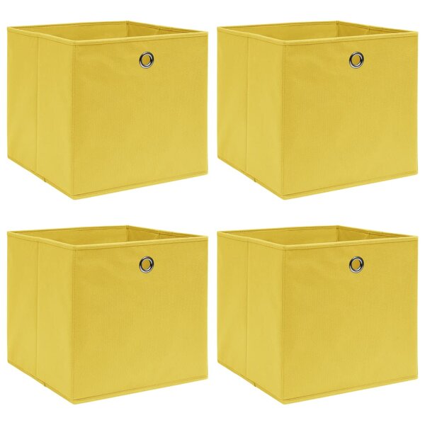 vidaXL Boîtes de rangement 4 Pièces Jaune 32x32x32 cm Tissu