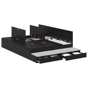 vidaXL Cadre de lit de rangement en chêne noir 135x190 cm