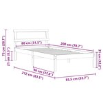 vidaXL Cadre de lit Blanc 80 x 200 cm Bois massif en pin