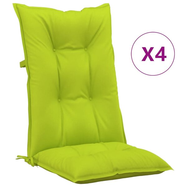 vidaXL Coussins de chaise de jardin à dossier haut lot de 4 vert vif
