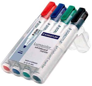 Etui Chevalet de 4 Marqueurs Tableau Blanc Lumocolor 351 Pointe Ogive Assortis STAEDTLER
