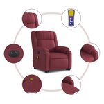 vidaXL Fauteuil inclinable de massage électrique Rouge bordeaux Tissu