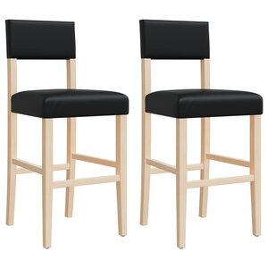 vidaXL Chaises de bar lot de 2 bois massif d'hévéa et similicuir