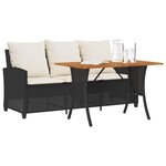 vidaXL Canapé de jardin 3 places coussins et table noir résine tressée