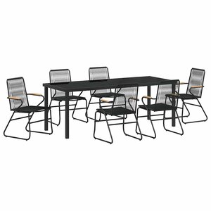 vidaXL Ensemble de salle à manger pour jardin 7 Pièces Noir Rattan PVC