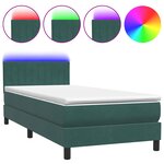 vidaXL Sommier à lattes de lit et matelas et LED vert foncé 80x220 cm velours