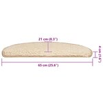 vidaXL Tapis d'escalier 20 pièces 65 x 21 x 4 cm Crème Demi-rond Grand