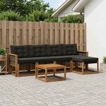 vidaXL Ensemble de canapés d'extérieur 6 Pièces Naturel et noir
