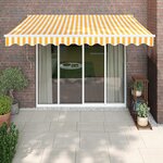 vidaXL Auvent rétractable jaune et blanc 3x2 5 m tissu et aluminium