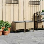 vidaXL Pouf de Jardin 2 Pièce Beige et Gris clair 38 x 38 x 45 cm