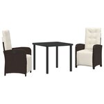 vidaXL Ensemble de salle à manger pour jardin 3 Pièces Marron polyrotin