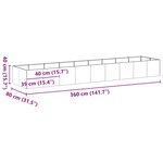 vidaXL Jardinière noir 360x80x40 cm acier