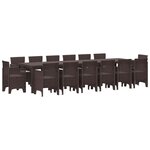 vidaXL Ensemble de salle à manger pour jardin 15 Pièces Marron