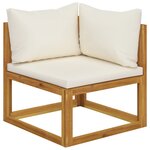 vidaXL Salon de jardin 5 Pièces avec coussin Crème Bois d'acacia solide