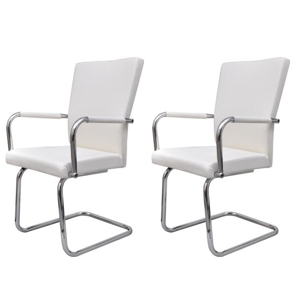 vidaXL Chaises à manger cantilever lot de 2 blanc similicuir