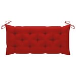 Vidaxl banc de jardin avec coussin rouge 120 cm bois de teck massif