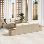 Canapé de Jardin de 8 pièces avec Coussins Beige en Rotin