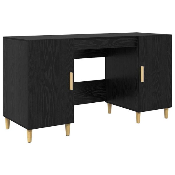 vidaXL Bureau avec porte Chêne noir 140 x 50 x 75 cm Bois d'ingénierie