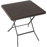 Table de jardin pliable table pliante carrée dim. 78L x 78l x 74H cm métal époxy HDPE imitation bois chocolat